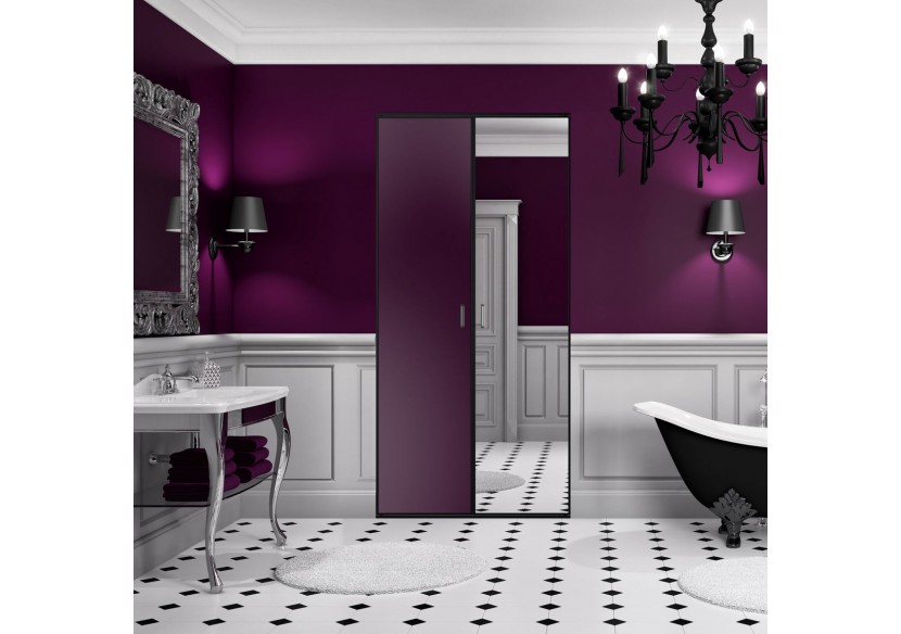 So glam : Façade de placard pivotante 2 portes uni mat et miroir argent