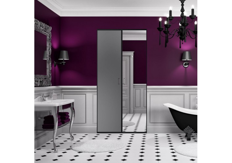 So glam : Façade de placard pivotante 2 portes uni mat et miroir argent 2