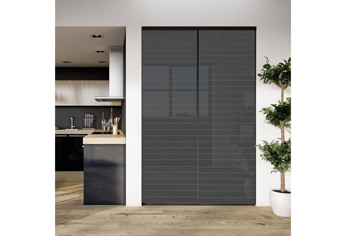 Façade de placard 2 portes coulissante Générique laqué - Kazed : Confort'Mat