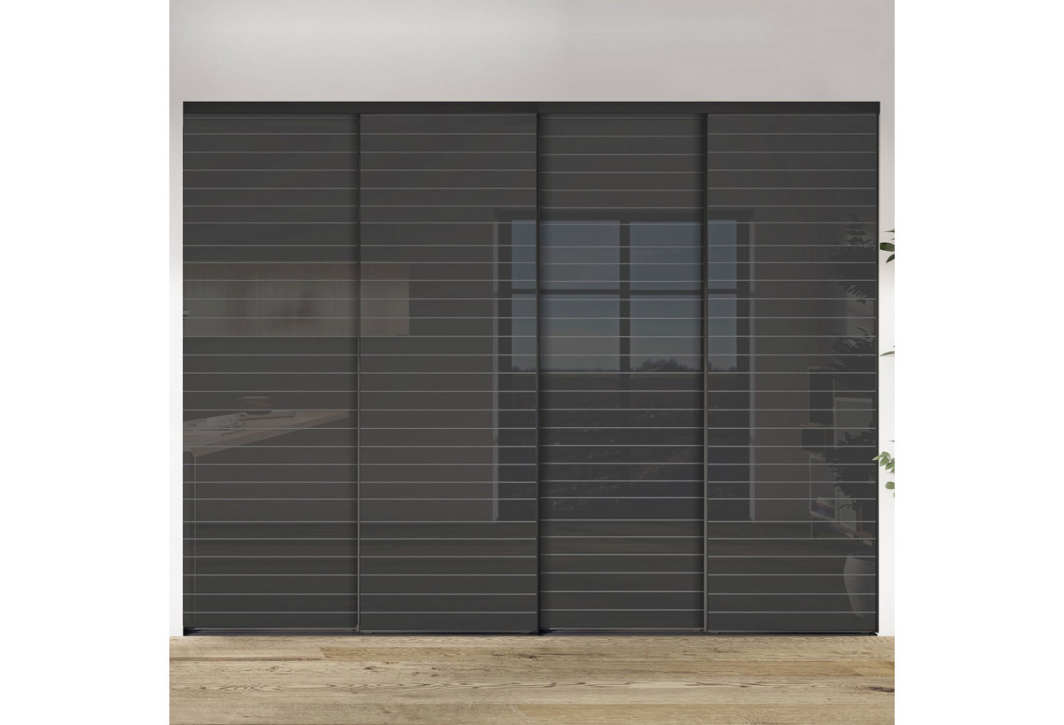 Façade de placard 4 portes coulissante Générique laqué - Kazed : Confort'Mat