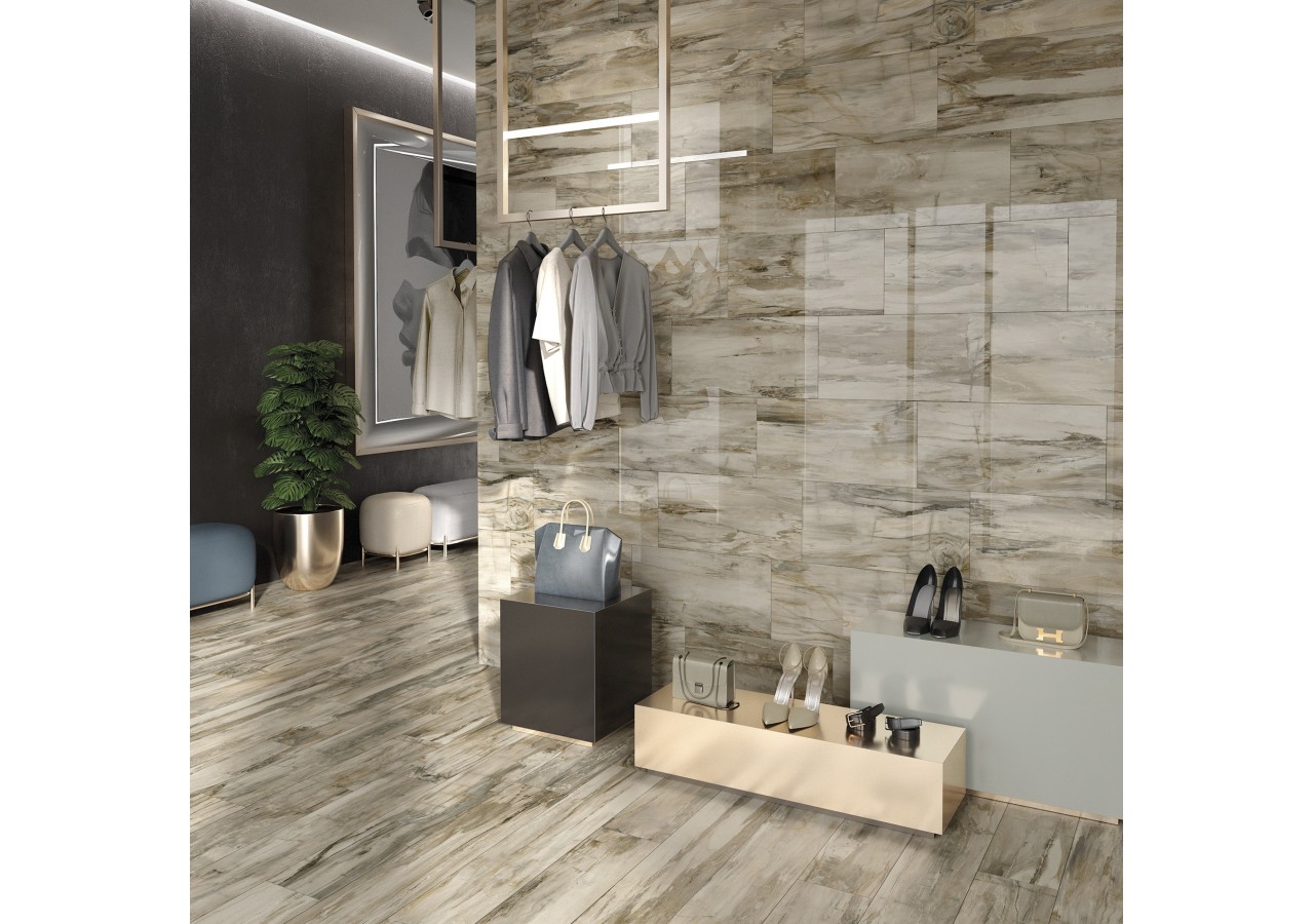 Petrified-Wood 10x30 Naturel - Carrelage intérieur en Grès Cérame émaillé (GS) rectifié poli - PEW1030NAL