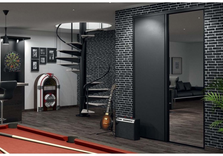 Façade de placard 2 portes coulissante Tapis rouge laqué - Kazed : Confort'Mat