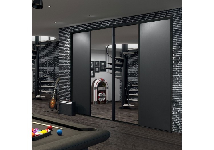 Façade de placard 4 portes coulissante Tapis rouge laqué - Kazed : Confort'Mat 2