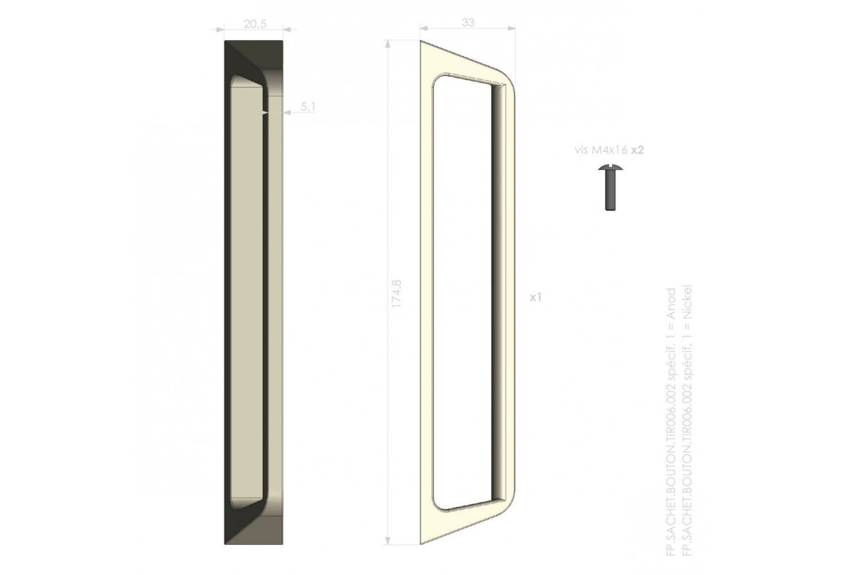 Poignée design pour porte de placard pivotantes et pliantes