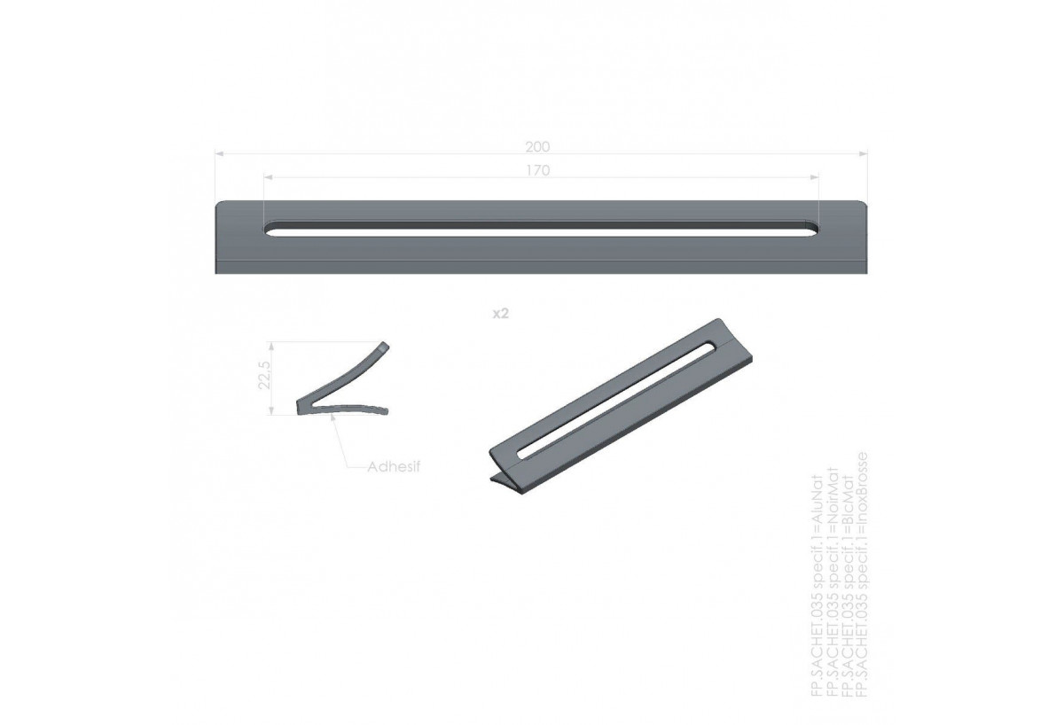 Surpoignée adhésive courbée pour façade coulissante