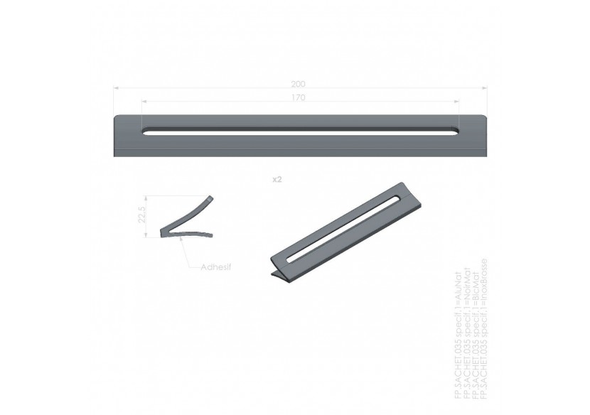 Surpoignée adhésive courbée pour façade coulissante