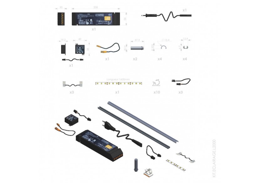 Éclairage LED pour façades coulissantes aluminium inférieures à 2 mètres