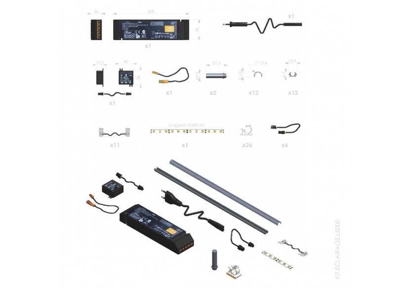 Éclairage LED pour façades coulissantes aluminium inférieures à 5 mètres