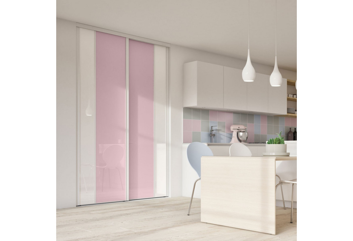 Berlingot : Façade de placard coulissante 2 portes verre laqué
