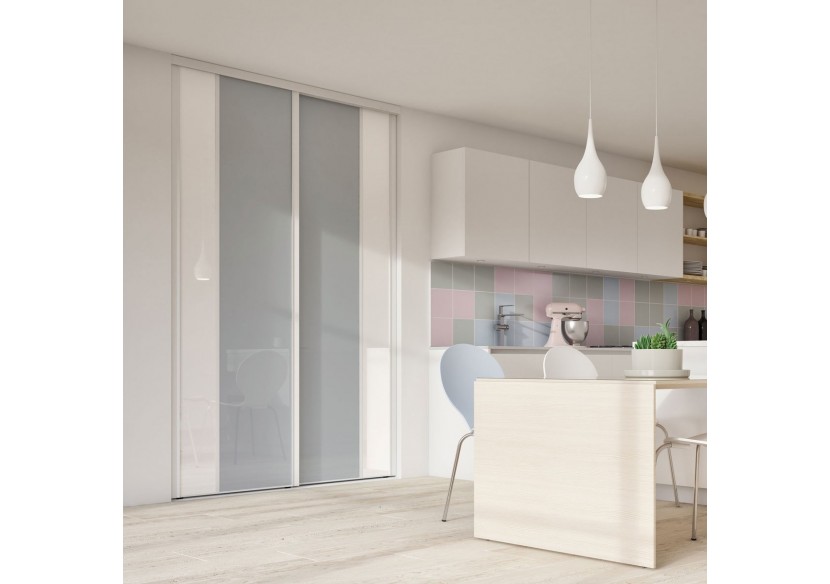 Berlingot : Façade de placard coulissante 2 portes verre laqué