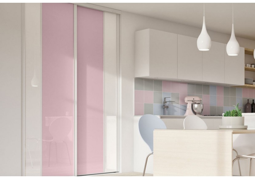 Berlingot : Façade de placard coulissante 2 portes verre laqué