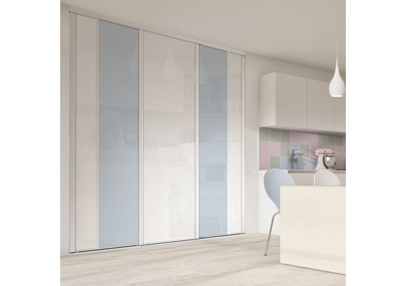 Façade de placard 3 portes coulissante Berlingot laqué - Kazed : Confort'Mat