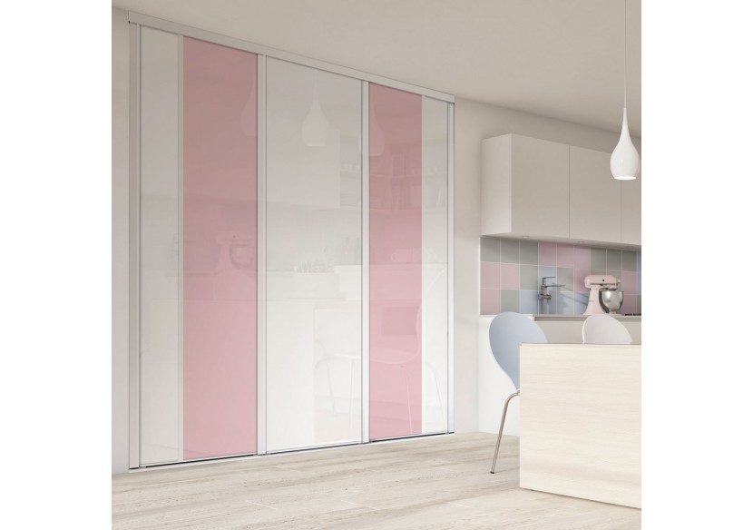 Façade de placard 3 portes coulissante Berlingot laqué - Kazed : Confort'Mat