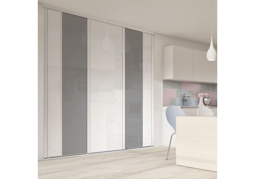 Façade de placard 3 portes coulissante Berlingot laqué - Kazed : Confort'Mat