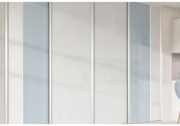 Façade de placard 4 portes coulissante Berlingot laqué - Kazed : Confort'Mat