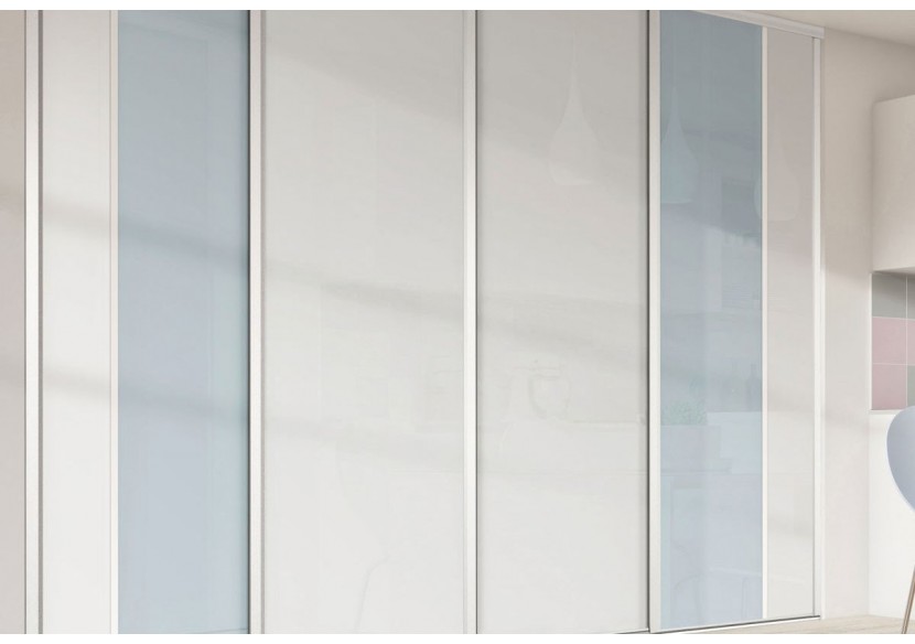 Façade de placard 4 portes coulissante Berlingot laqué - Kazed : Confort'Mat