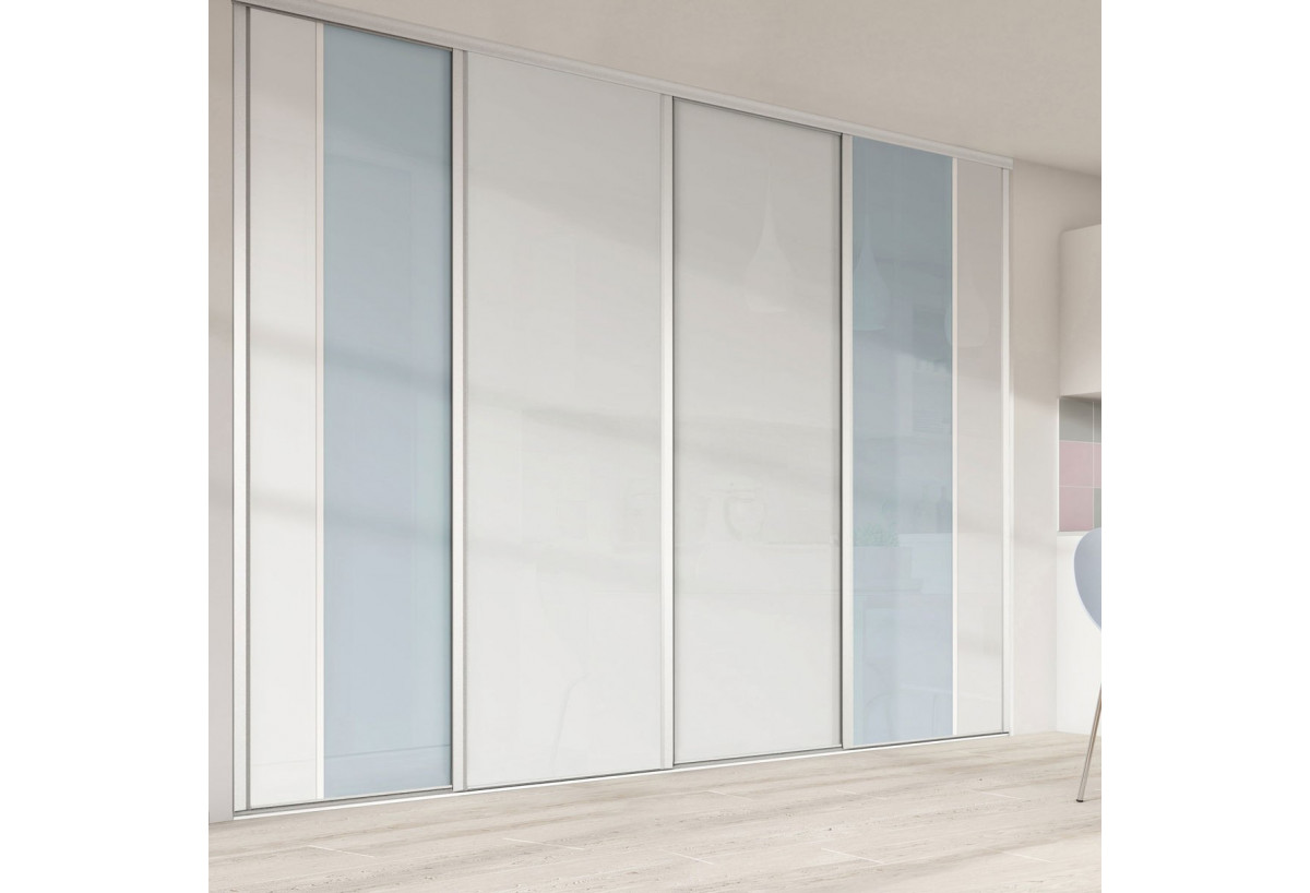 Façade de placard 4 portes coulissante Berlingot laqué - Kazed : Confort'Mat