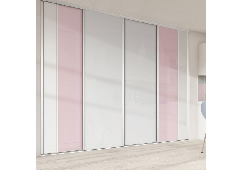 Façade de placard 4 portes coulissante Berlingot laqué - Kazed : Confort'Mat