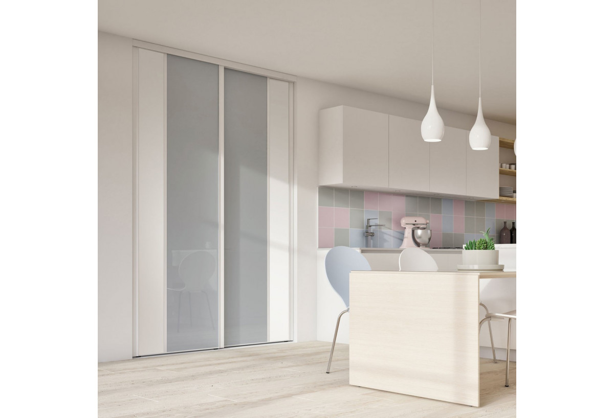 Façade de placard 2 portes coulissante Berlingot mat - Kazed : Confort'Mat