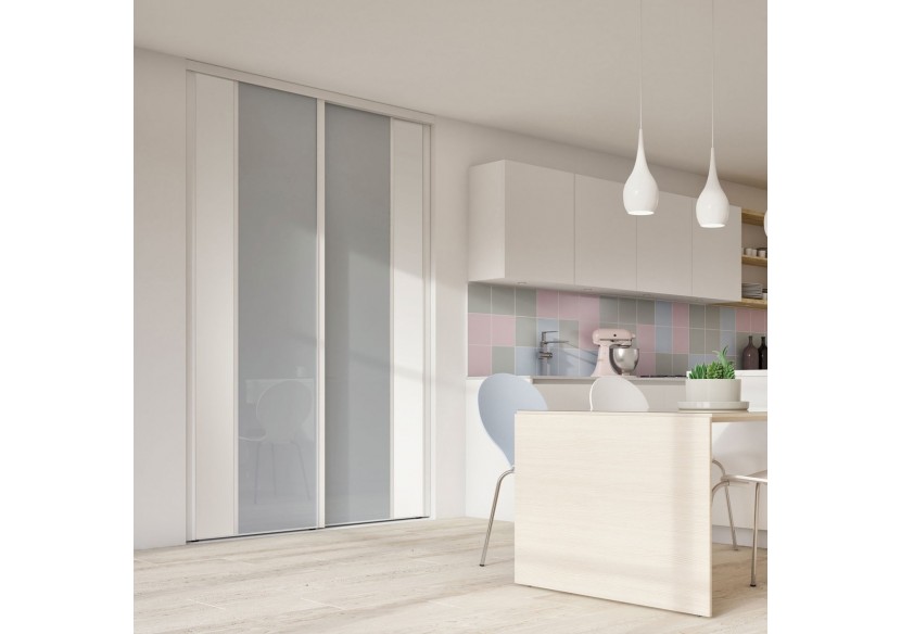 Façade de placard 2 portes coulissante Berlingot mat - Kazed : Confort'Mat