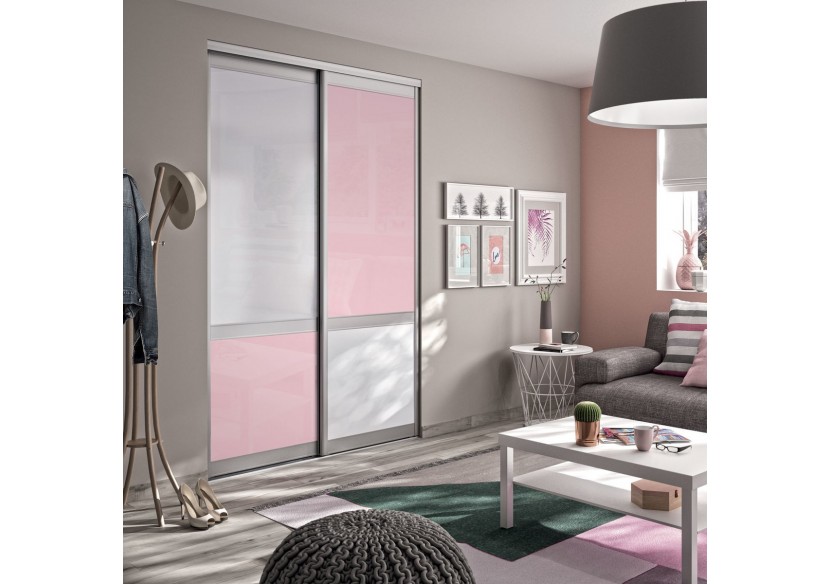 Façade de placard 2 portes coulissante Bubble Gum laqué - Kazed : Confort'Mat