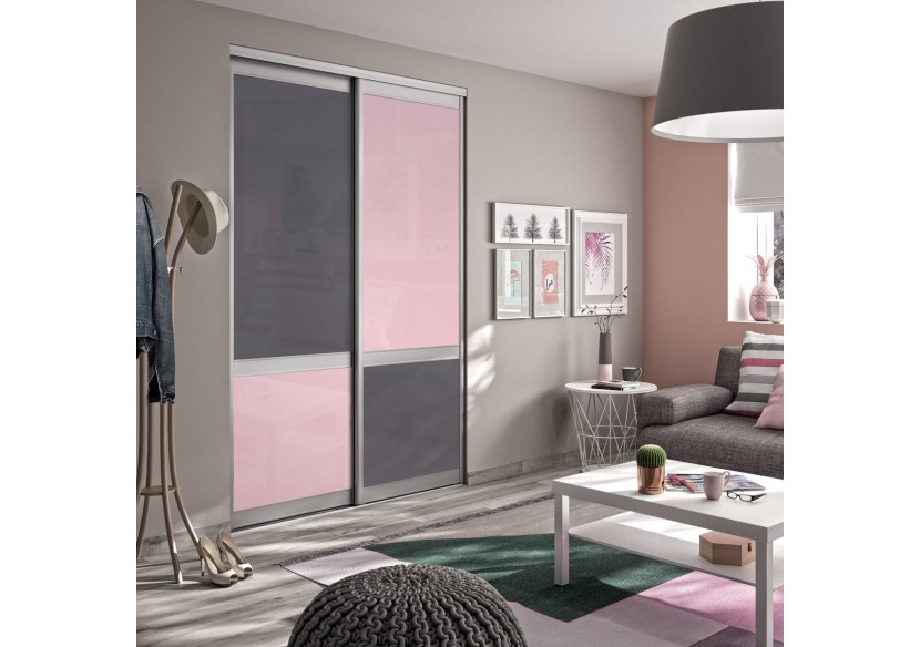Façade de placard 2 portes coulissante Bubble Gum laqué - Kazed : Confort'Mat