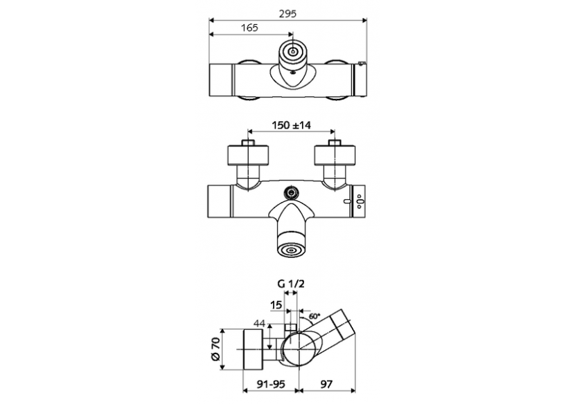 Robinet de douche apparent VITUS VD-C-T / o - 002150699 - Schell