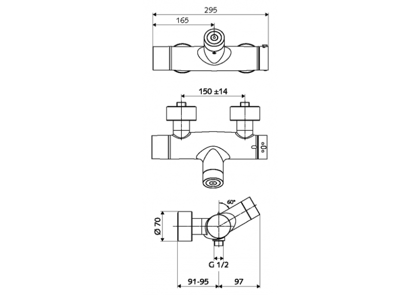 Robinet de douche apparent VITUS VD-C-T / u - 002160699 - Schell