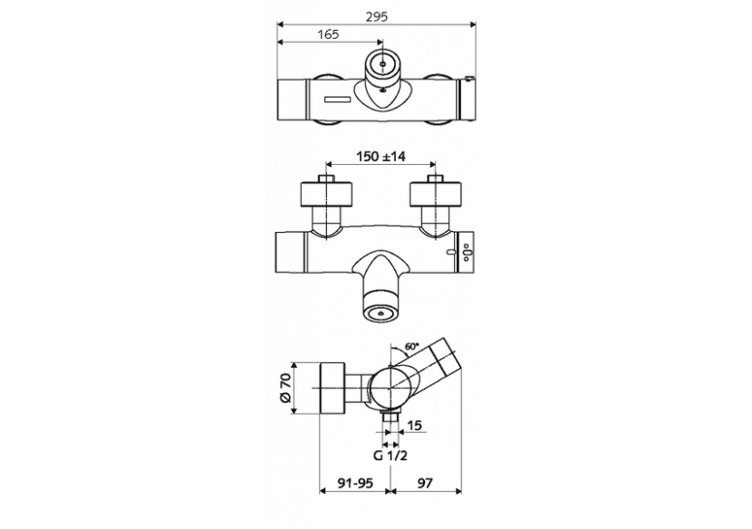 Robinet de douche apparent VITUS VD-C-T / u - 002170699 - Schell