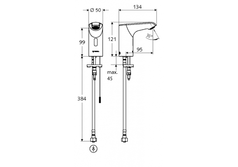 Robinets de lavabo électronique XERIS - 002180699 - Schell
