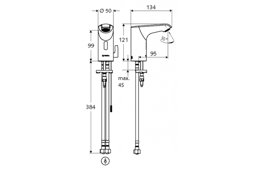Robinets de lavabo électronique XERIS E - 002210699 - Schell