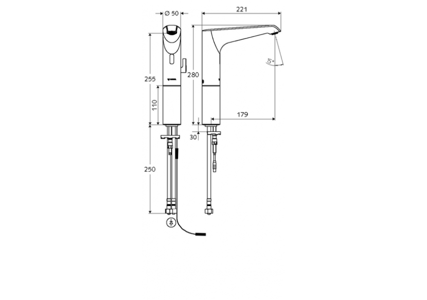 Robinets de lavabo électronique XERIS E - 002230699 - Schell