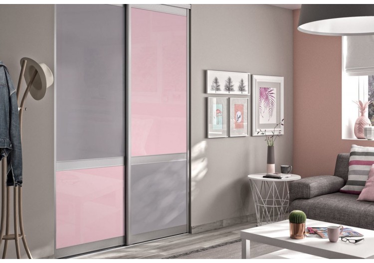 Façade de placard 2 portes coulissante Bubble Gum laqué - Kazed : Confort'Mat