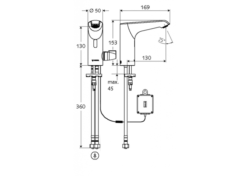 Robinets de lavabo électronique XERIS E-T - 002320699 - Schell
