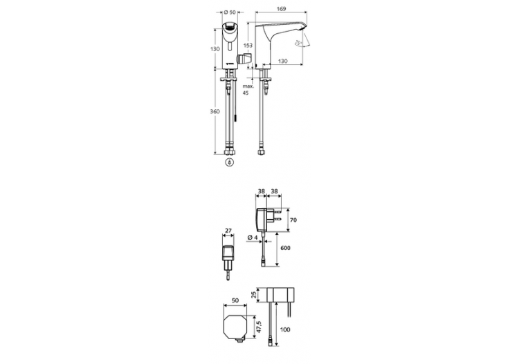 Robinets de lavabo électronique XERIS E-T - 002330699 - Schell 2