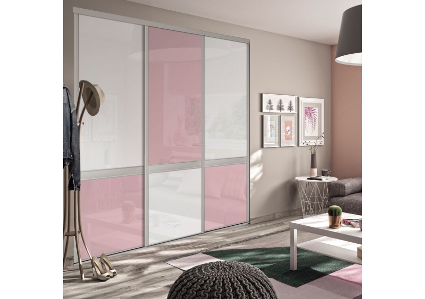Bubble Gum : Façade de placard coulissante 3 portes verre laqué