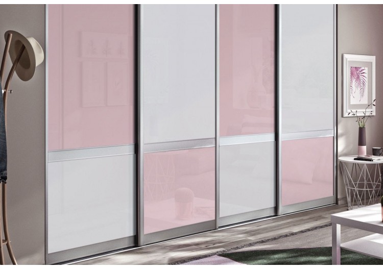 Bubble Gum : Façade de placard coulissante 4 portes verre laqué