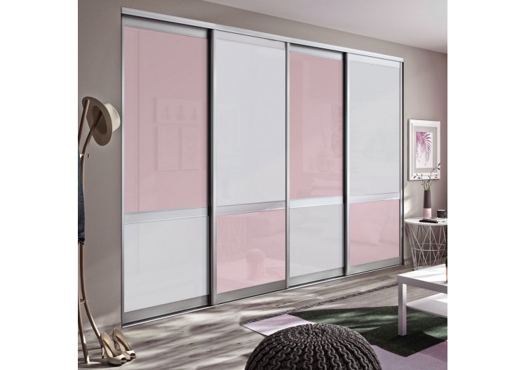 Bubble Gum : Façade de placard coulissante 4 portes verre laqué 2