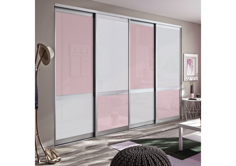 Bubble Gum : Façade de placard coulissante 4 portes verre laqué