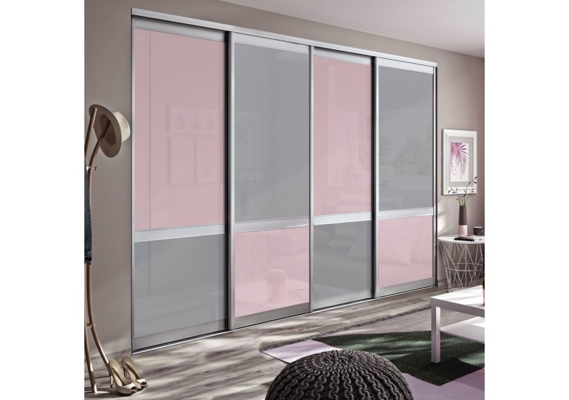 Bubble Gum : Façade de placard coulissante 4 portes verre laqué