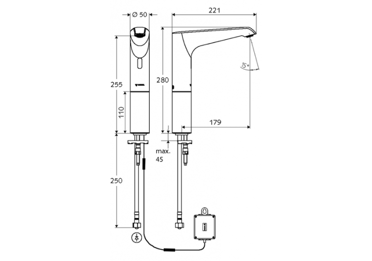 Robinets de lavabo électronique XERIS E - 012950699 - Schell 2