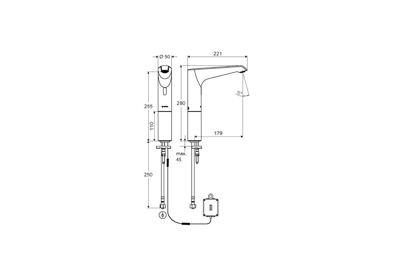 Robinets de lavabo électronique XERIS E - 012950699 - Schell