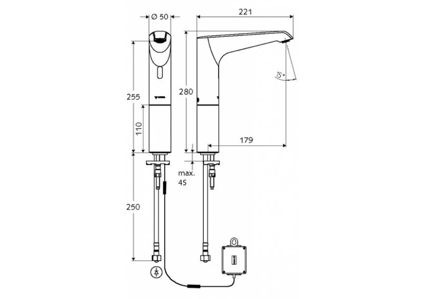 Robinets de lavabo électronique XERIS E - 012950699 - Schell