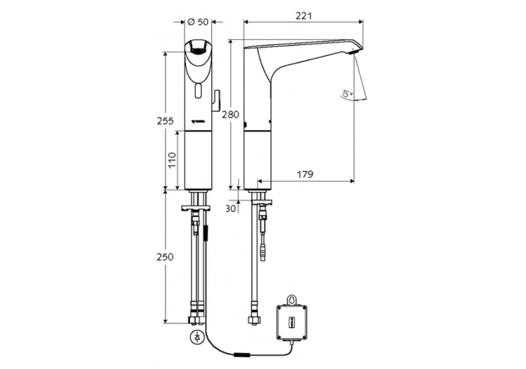 Robinets de lavabo électronique XERIS E - 012980699 - Schell 2