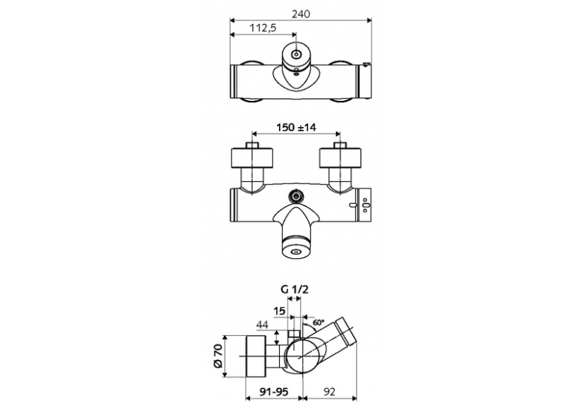 Robinet de douche apparent VITUS VD-SC-T / o - 016000699 - Schell