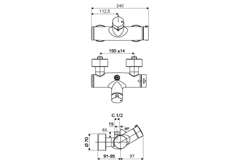 Robinet de douche apparent VITUS VD-Auf/Zu-T / o - 016020699 - Schell 2