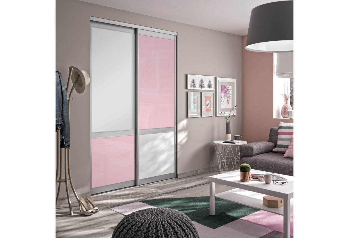 Façade de placard 2 portes coulissante Bubble Gum - Kazed : Confort'Mat
