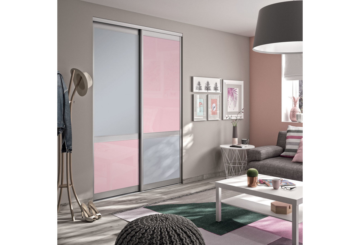 Façade de placard 2 portes coulissante Bubble Gum - Kazed : Confort'Mat