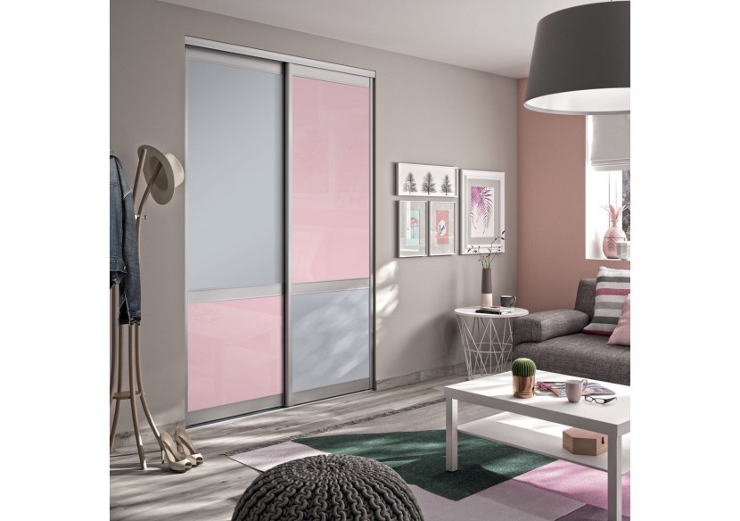 Façade de placard 2 portes coulissante Bubble Gum - Kazed : Confort'Mat