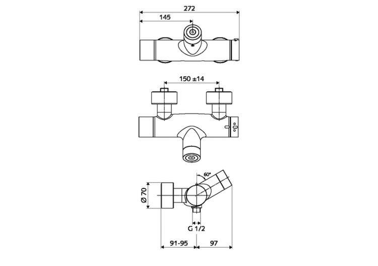 Robinet de douche apparent VITUS VD-C-T / o - 016140699 - Schell 2